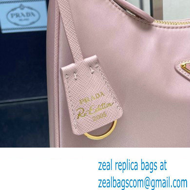 Prada Re-Edition 2005 Re-Nylon and Saffiano Mini Hobo Bag 1NE204 Light Pink/Gold 2024