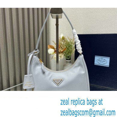 Prada Re-Edition 2005 Re-Nylon and Saffiano Mini Hobo Bag 1NE204 Pale Blue/Gold 2024