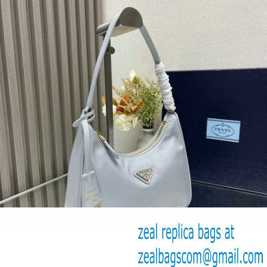 Prada Re-Edition 2005 Re-Nylon and Saffiano Mini Hobo Bag 1NE204 Pale Blue/Gold 2024