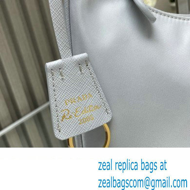 Prada Re-Edition 2005 Re-Nylon and Saffiano Mini Hobo Bag 1NE204 Pale Blue/Gold 2024 - Click Image to Close