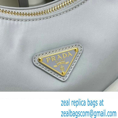 Prada Re-Edition 2005 Re-Nylon and Saffiano Mini Hobo Bag 1NE204 Pale Blue/Gold 2024 - Click Image to Close