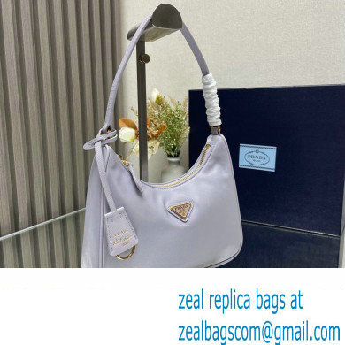Prada Re-Edition 2005 Re-Nylon and Saffiano Mini Hobo Bag 1NE204 Pale Purple/Gold 2024 - Click Image to Close