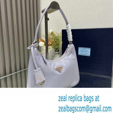 Prada Re-Edition 2005 Re-Nylon and Saffiano Mini Hobo Bag 1NE204 Pale Purple/Gold 2024