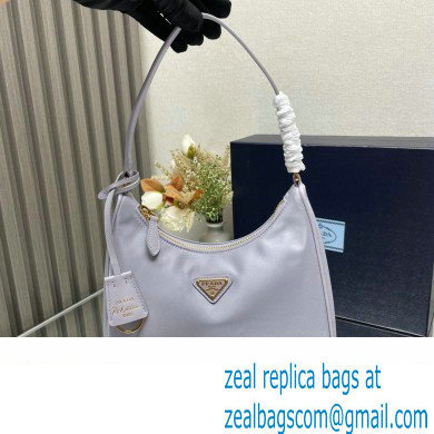 Prada Re-Edition 2005 Re-Nylon and Saffiano Mini Hobo Bag 1NE204 Pale Purple/Gold 2024 - Click Image to Close