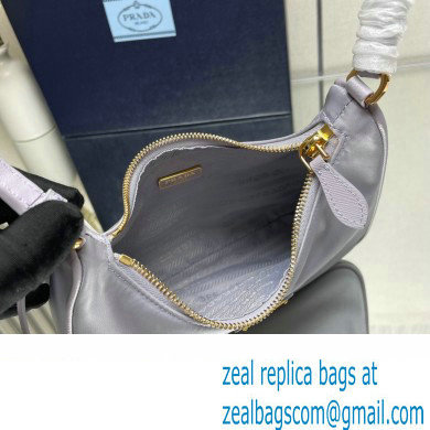 Prada Re-Edition 2005 Re-Nylon and Saffiano Mini Hobo Bag 1NE204 Pale Purple/Gold 2024 - Click Image to Close