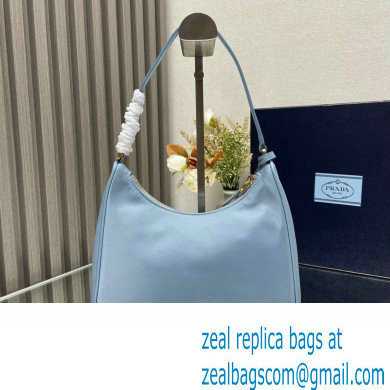 Prada Re-Edition 2005 Re-Nylon and Saffiano Mini Hobo Bag 1NE204 Sky Blue/Gold 2024 - Click Image to Close