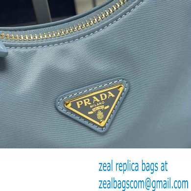 Prada Re-Edition 2005 Re-Nylon and Saffiano Mini Hobo Bag 1NE204 Sky Blue/Gold 2024