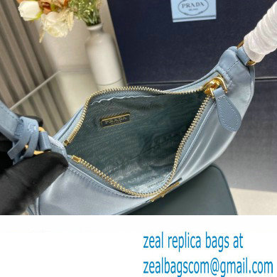 Prada Re-Edition 2005 Re-Nylon and Saffiano Mini Hobo Bag 1NE204 Sky Blue/Gold 2024 - Click Image to Close