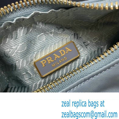 Prada Re-Edition 2005 Re-Nylon and Saffiano Mini Hobo Bag 1NE204 Sky Blue/Gold 2024 - Click Image to Close