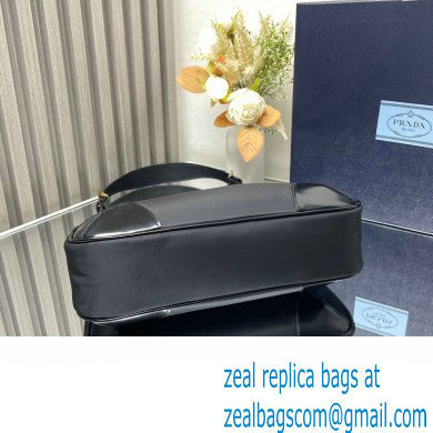 Prada Re-Nylon and Patent Leather Hobo Bag 1BC214 Black 2024 - Click Image to Close
