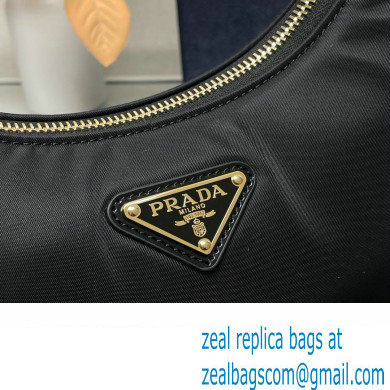 Prada Re-Nylon and Patent Leather Hobo Bag 1BC214 Black 2024 - Click Image to Close