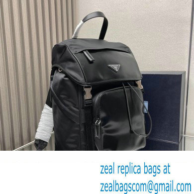 Prada Re-Nylon and brushed leather backpack Bag 2VZ135 Black 2024 - Click Image to Close