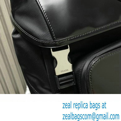 Prada Re-Nylon and brushed leather backpack Bag 2VZ135 Black 2024 - Click Image to Close