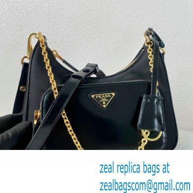 Prada Re-Nylon and brushed leather mini-bag 1BC198 Black 2023 - Click Image to Close