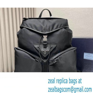 Prada Re-Nylon and leather backpack Bag 2VZ108 Black 2024 - Click Image to Close