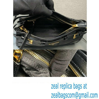 Prada Small leather shoulder bag 1BH215 Black 2024