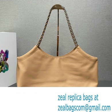 Prada Soft Calfskin Leather Chain Tote Bag 1BA638 Beige 2023 - Click Image to Close