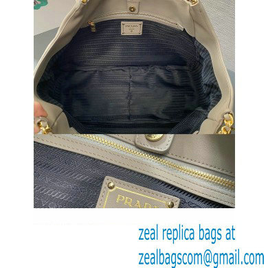 Prada Soft Calfskin Leather Chain Tote Bag 1BA638 Beige/Gold 2024