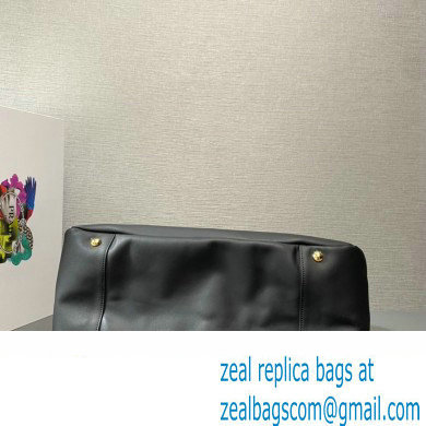 Prada Soft Calfskin Leather Chain Tote Bag 1BA638 Black/Gold 2024 - Click Image to Close