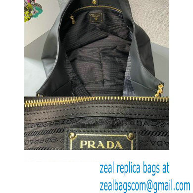 Prada Soft Calfskin Leather Chain Tote Bag 1BA638 Black/Gold 2024 - Click Image to Close