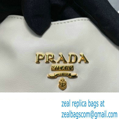 Prada Soft Calfskin Leather Chain Tote Bag 1BA638 White/Gold 2024 - Click Image to Close