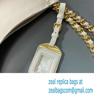 Prada Soft Calfskin Leather Chain Tote Bag 1BA638 White/Gold 2024