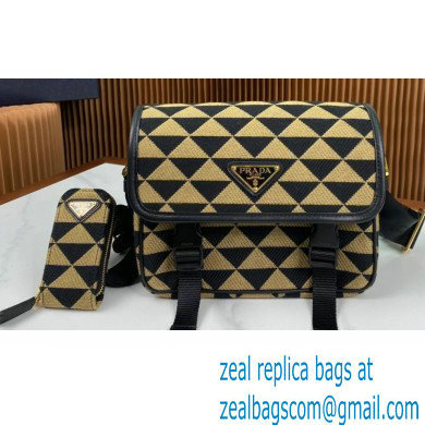 Prada Symbole embroidered fabric bag 2VD034 Black/Beige 2023