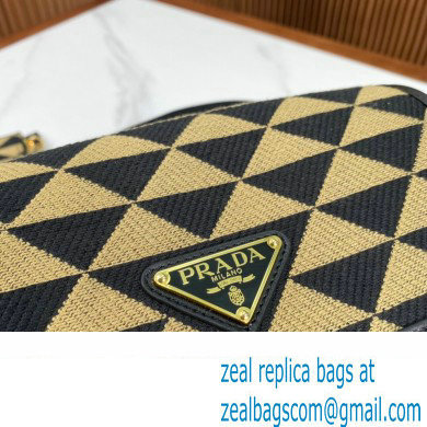Prada Symbole embroidered fabric bag 2VD034 Black/Beige 2023