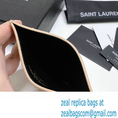 Saint Laurent Cassandre Matelasse Card Case In Grain De Poudre Embossed Leather 423291 Beige/Gold