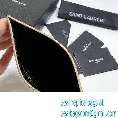 Saint Laurent Cassandre Matelasse Card Case In Grain De Poudre Embossed Leather 423291 Beige/Silver - Click Image to Close