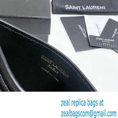 Saint Laurent Cassandre Matelasse Card Case In Grain De Poudre Embossed Leather 423291 Black/Gold