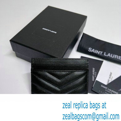 Saint Laurent Cassandre Matelasse Card Case In Grain De Poudre Embossed Leather 423291 Black/Gold - Click Image to Close