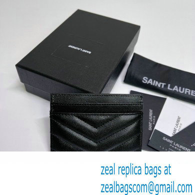 Saint Laurent Cassandre Matelasse Card Case In Grain De Poudre Embossed Leather 423291 Black/Gold