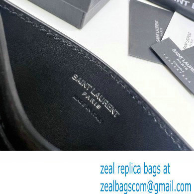Saint Laurent Cassandre Matelasse Card Case In Grain De Poudre Embossed Leather 423291 Black/Silver