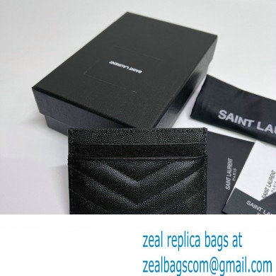 Saint Laurent Cassandre Matelasse Card Case In Grain De Poudre Embossed Leather 423291 Black - Click Image to Close