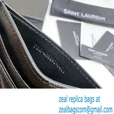 Saint Laurent Cassandre Matelasse Card Case In Grain De Poudre Embossed Leather 423291 Black