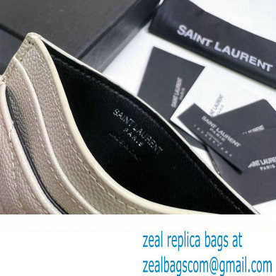 Saint Laurent Cassandre Matelasse Card Case In Grain De Poudre Embossed Leather 423291 Blanc Vintage/Silver