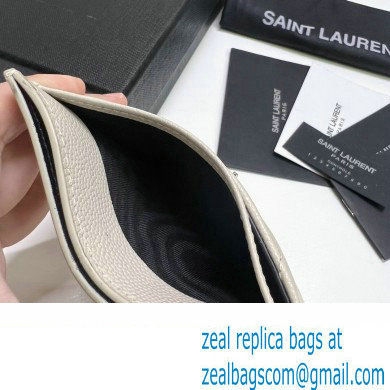 Saint Laurent Cassandre Matelasse Card Case In Grain De Poudre Embossed Leather 423291 Blanc Vintage/Silver - Click Image to Close
