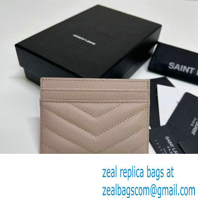 Saint Laurent Cassandre Matelasse Card Case In Grain De Poudre Embossed Leather 423291 Pink/Gold