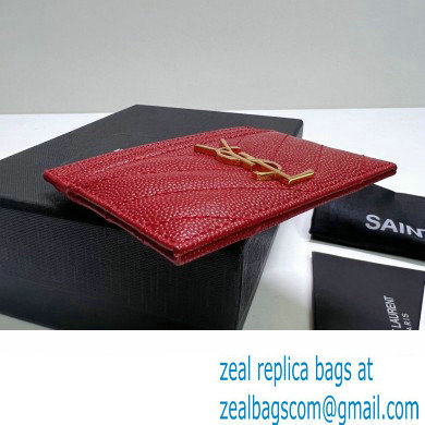 Saint Laurent Cassandre Matelasse Card Case In Grain De Poudre Embossed Leather 423291 Red/Gold