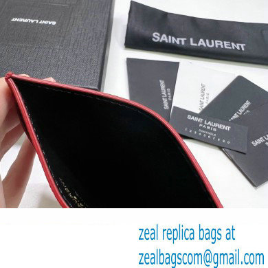 Saint Laurent Cassandre Matelasse Card Case In Grain De Poudre Embossed Leather 423291 Red/Gold