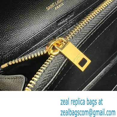 Saint Laurent Cassandre Matelasse Large Flap Wallet In Grain De Poudre Embossed Leather 372264 Black/Gold - Click Image to Close