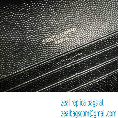 Saint Laurent Cassandre Matelasse Large Flap Wallet In Grain De Poudre Embossed Leather 372264 Black/Silver