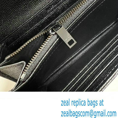 Saint Laurent Cassandre Matelasse Large Flap Wallet In Grain De Poudre Embossed Leather 372264 Black