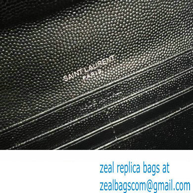 Saint Laurent Cassandre Matelasse Large Flap Wallet In Grain De Poudre Embossed Leather 372264 Black