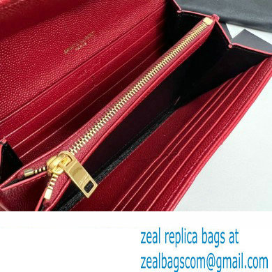 Saint Laurent Cassandre Matelasse Large Flap Wallet In Grain De Poudre Embossed Leather 372264 Red/Gold