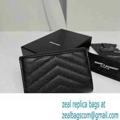 Saint Laurent Cassandre Matelasse Small Envelope Wallet In Grain De Poudre Embossed Leather 414404 Black/Silver