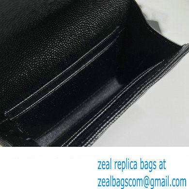 Saint Laurent Cassandre Matelasse Small Envelope Wallet In Grain De Poudre Embossed Leather 414404 Black - Click Image to Close