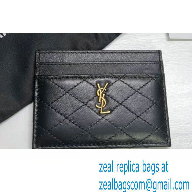 Saint Laurent Gaby Card Case In Quilted Lambskin 703219 Black