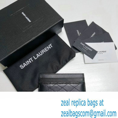 Saint Laurent Gaby Card Case In Quilted Lambskin 703219 Black - Click Image to Close